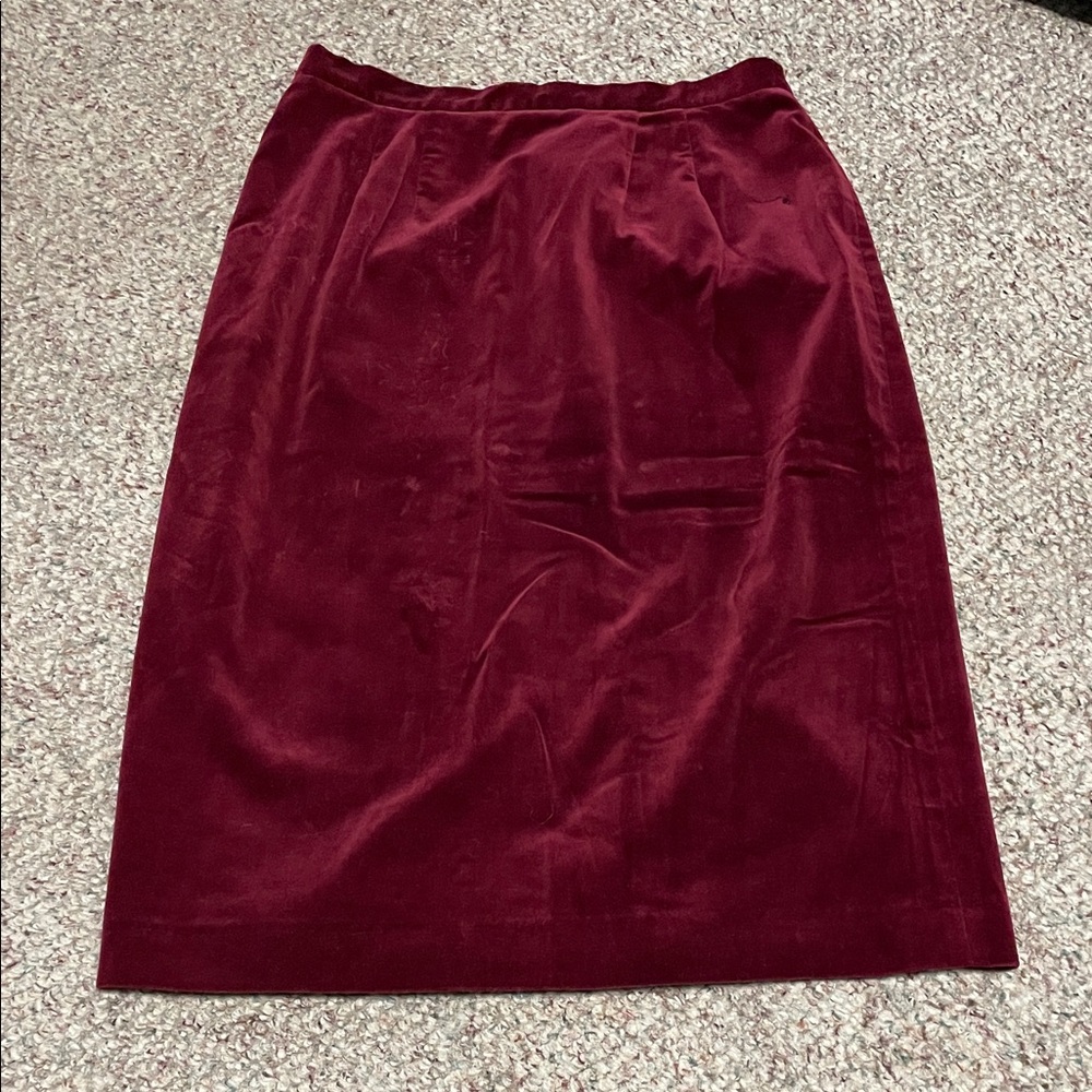 Vintage 90s Burgundy Velvet midi Skirt
